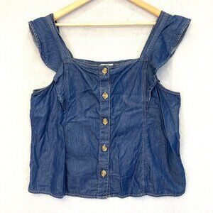 ana A New Approach Chambray Tank Top Womens Size XL Festival Western Blue Denim